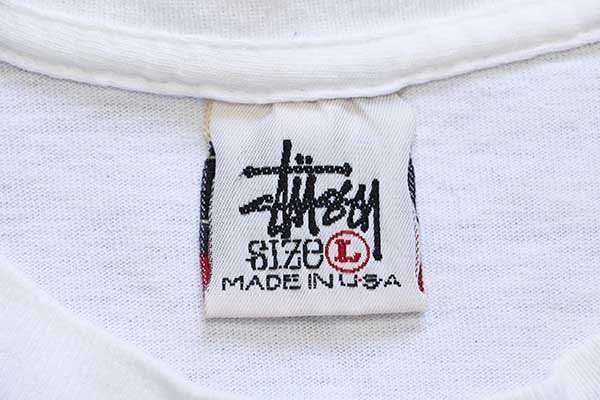 90s USA製 STUSSYステューシー 白タグ フォトプリント コットンTシャツ