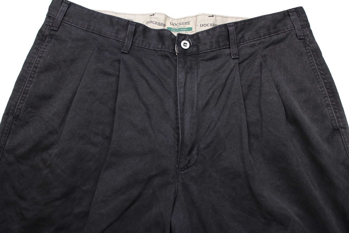 DOCKERSドッカーズ ツータック コットンツイル チノパン 薄黒 w40