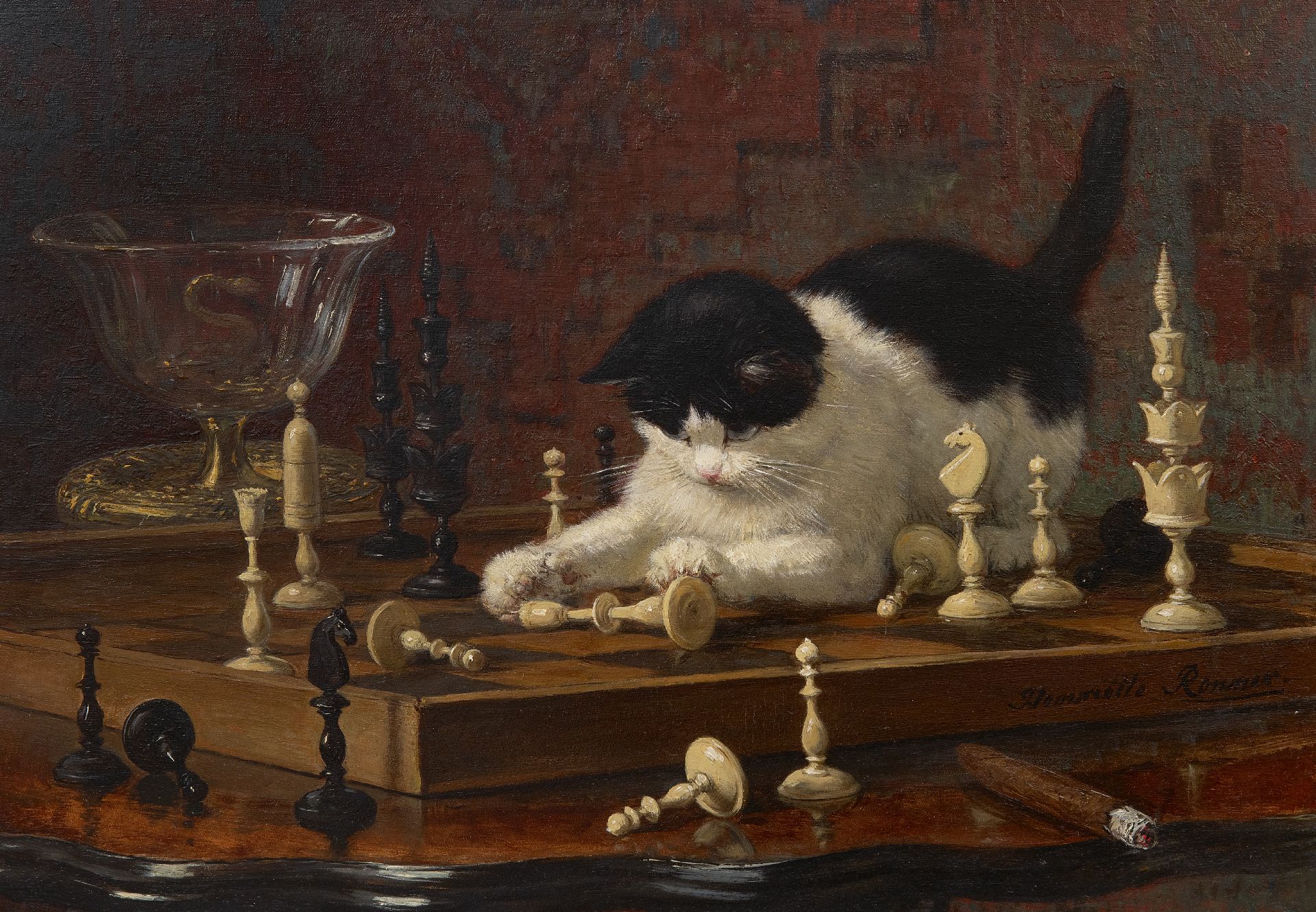 Henriette Ronner | Paintings prev. for Sale | Cat, playing with