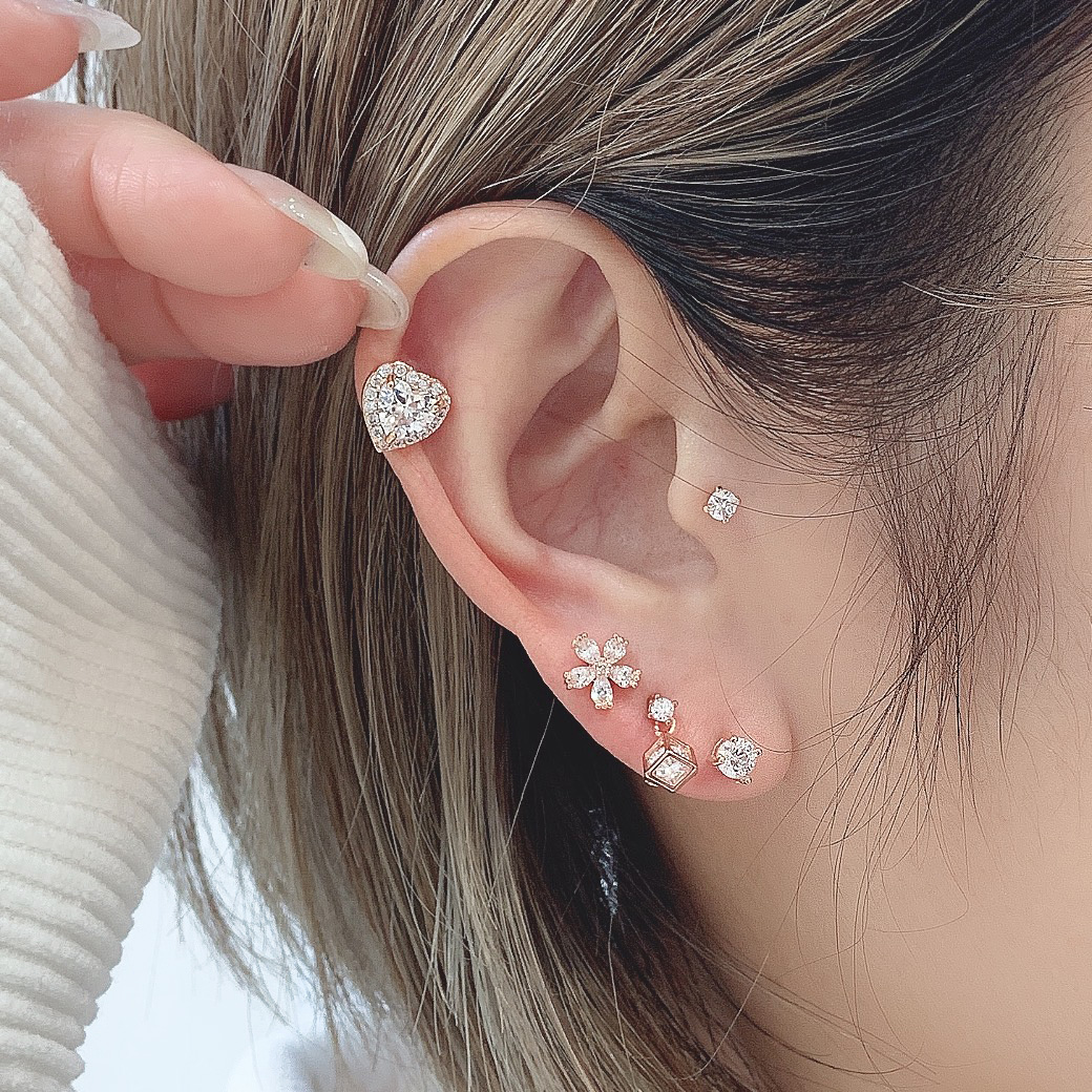 14G 16G ］上質なキュービックを使用した大粒ハート。愛らしい上品な