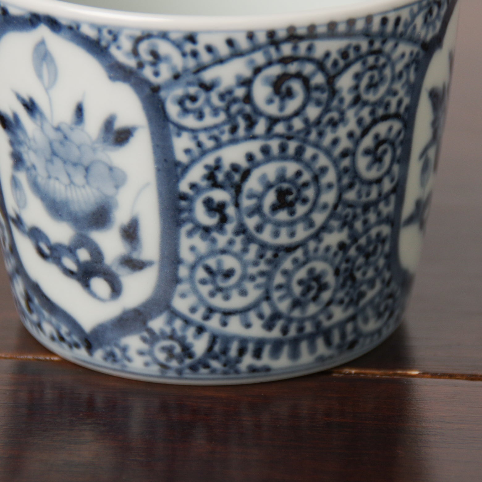 江戸後期 蛸唐草文 染付 輪花 そば猪口 向付 6客 江戸後期 蛸唐草文 染