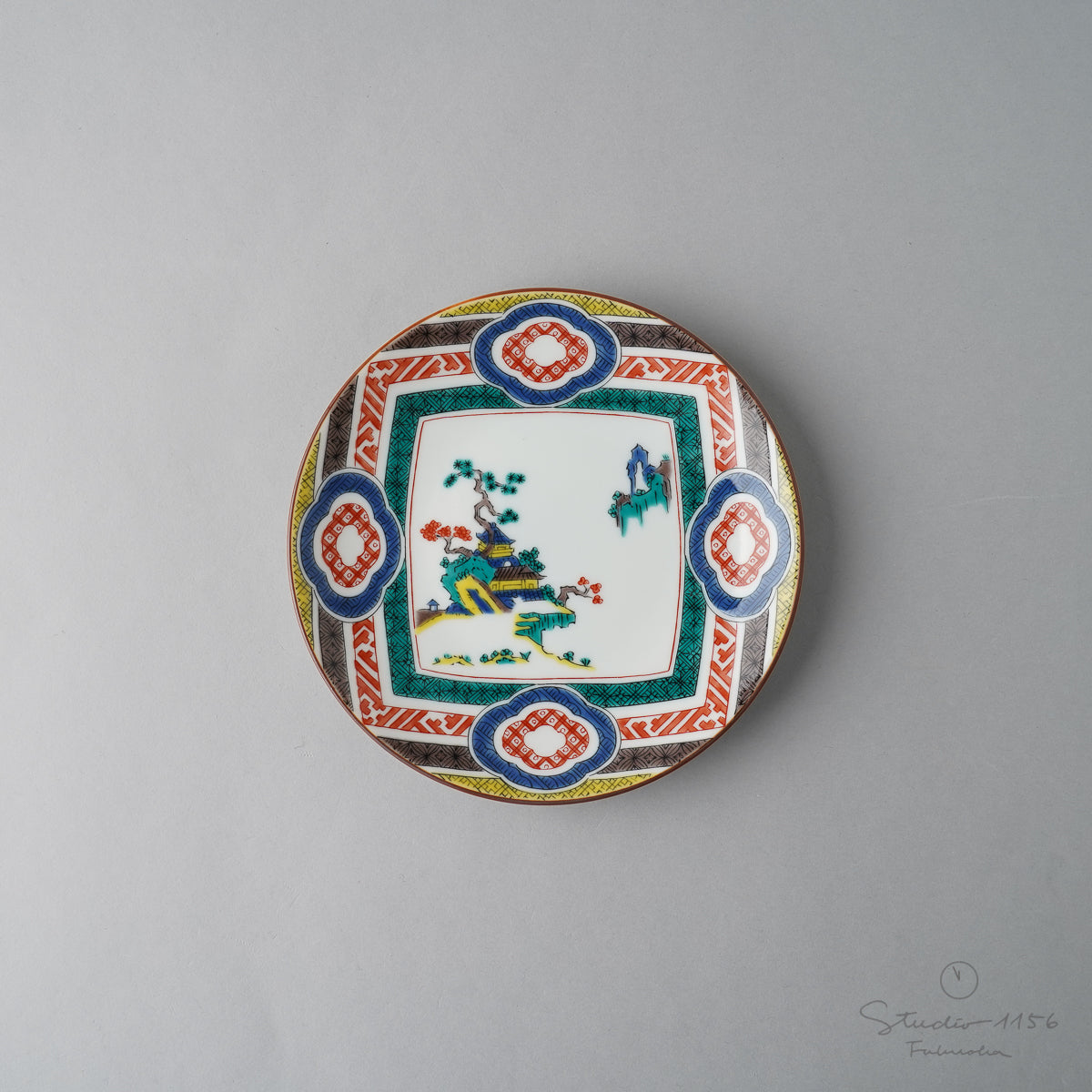 九谷焼 角皿 2374 九谷焼 角皿 5客 時代物 2374 九谷焼 角皿 5客