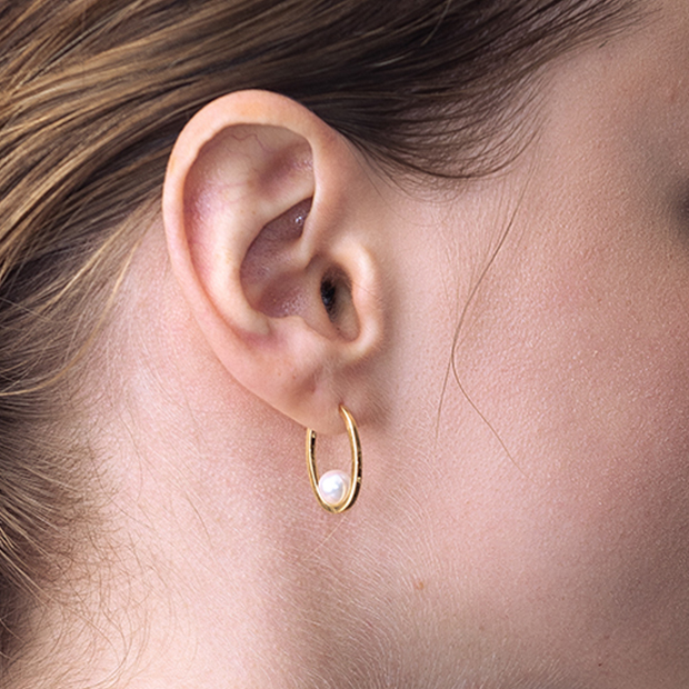 CLICK HOOP PEARL PIERCED EARRING(L/片耳用)(2ZP1647)K18 ピアス