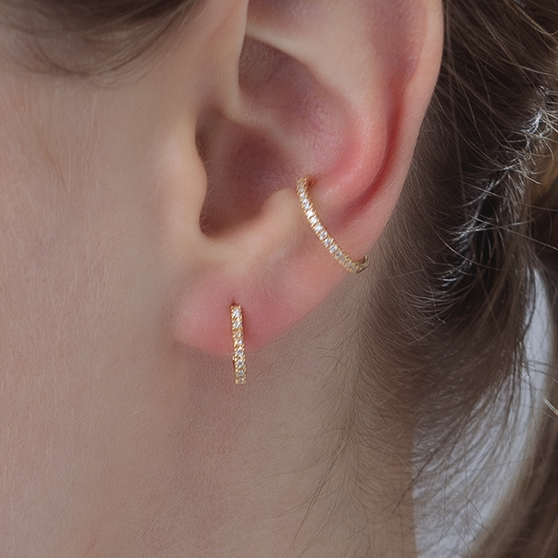 HEART CLICK HOOP PIERCED EARRING(片耳用)(2ZP1655)K18 ピアス