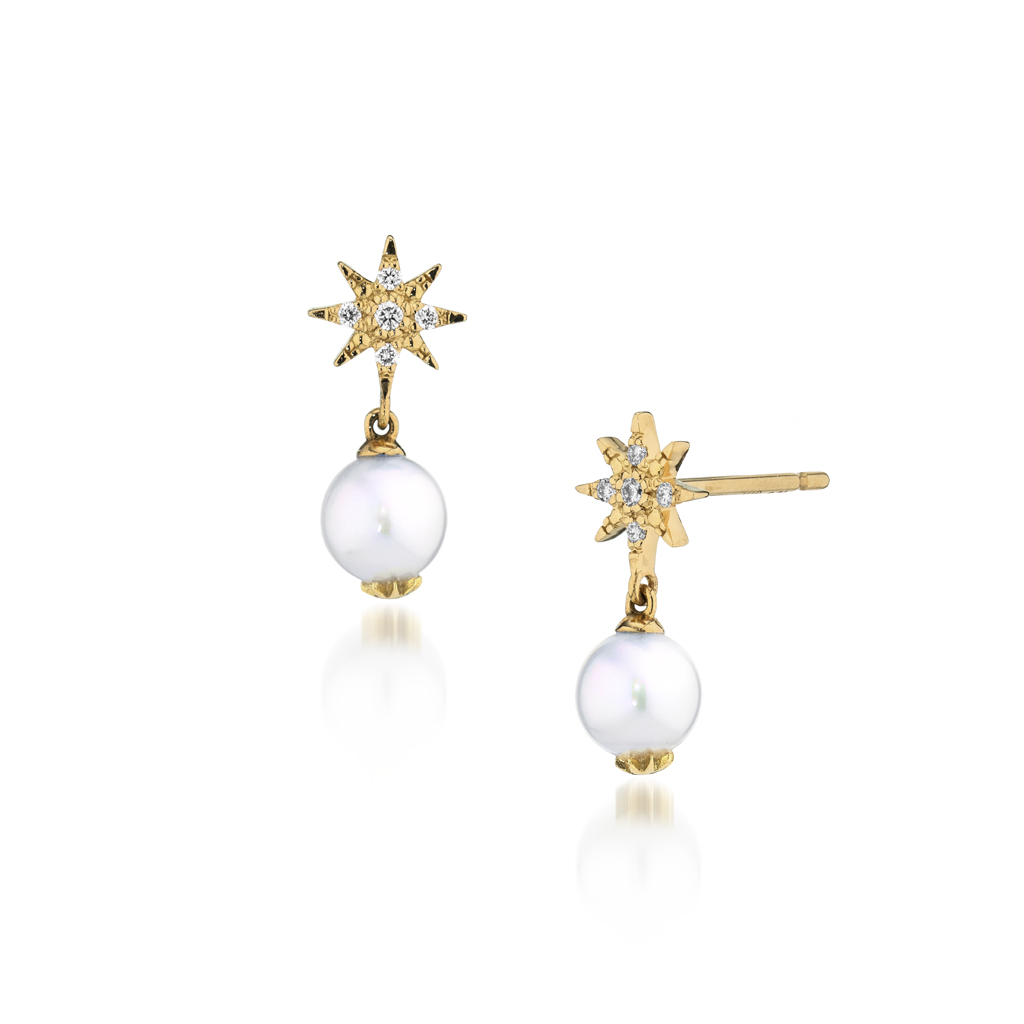 PEARL CELESTIAL PIERCED EARRINGS(2ZP1656)K18 ピアス｜スター