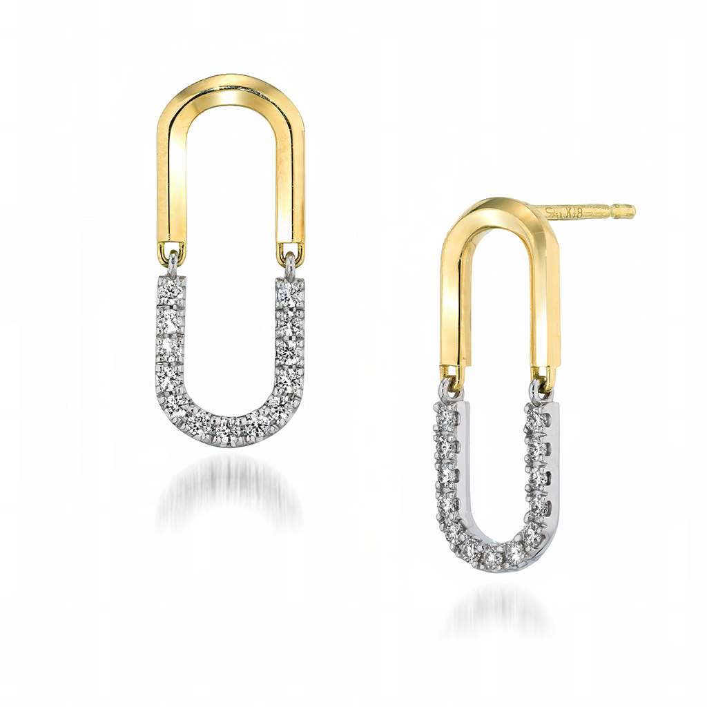 CONTRASTING LINKS PIERCED EARRINGS(1ZP0946)K18 ピアス｜スター