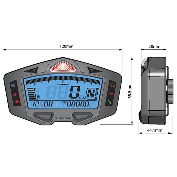 Koso DB-03R Mini Digital Speedometer Gauge Cluster Kit Honda Grom