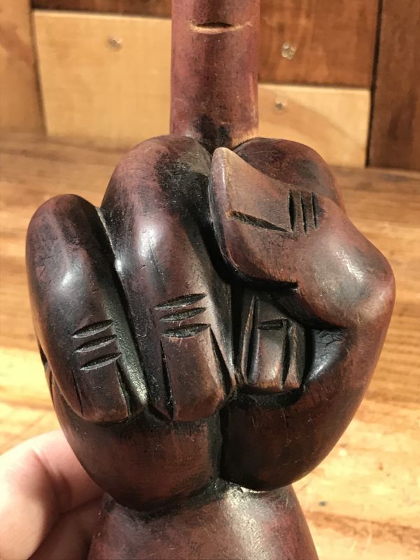 Middle Finger Fuck Sign Wooden Figurine ファックサイン ビンテージ