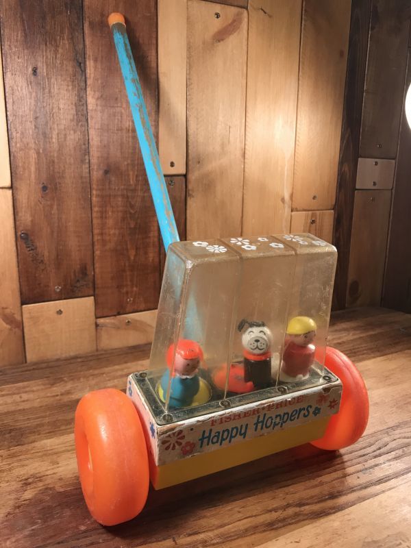 Fisher Price “Happy Hoppers” Push Pull Toy フィッシャープライス