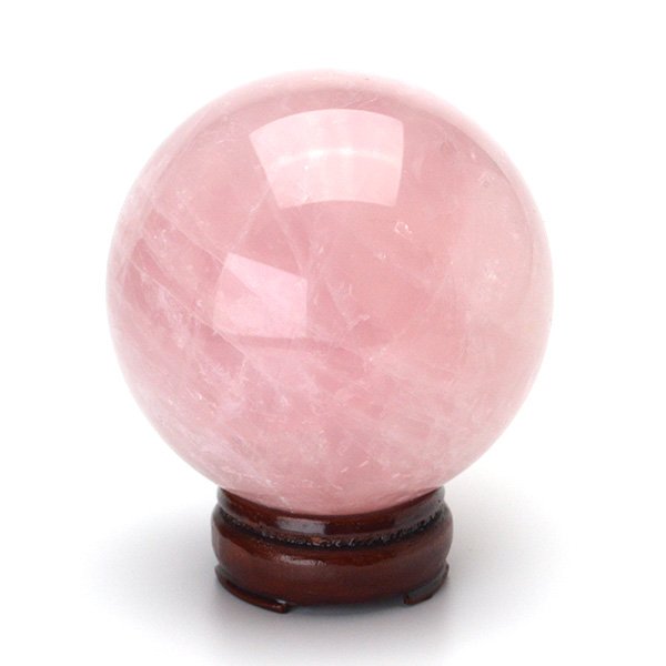 ローズクォーツ(紅水晶)丸玉スフィア - 約95mm【台座付】 | 天然石置物