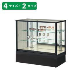 ハイタイプ ガラスショーケース ステージ付き ホワイト 幅90cm 高さ