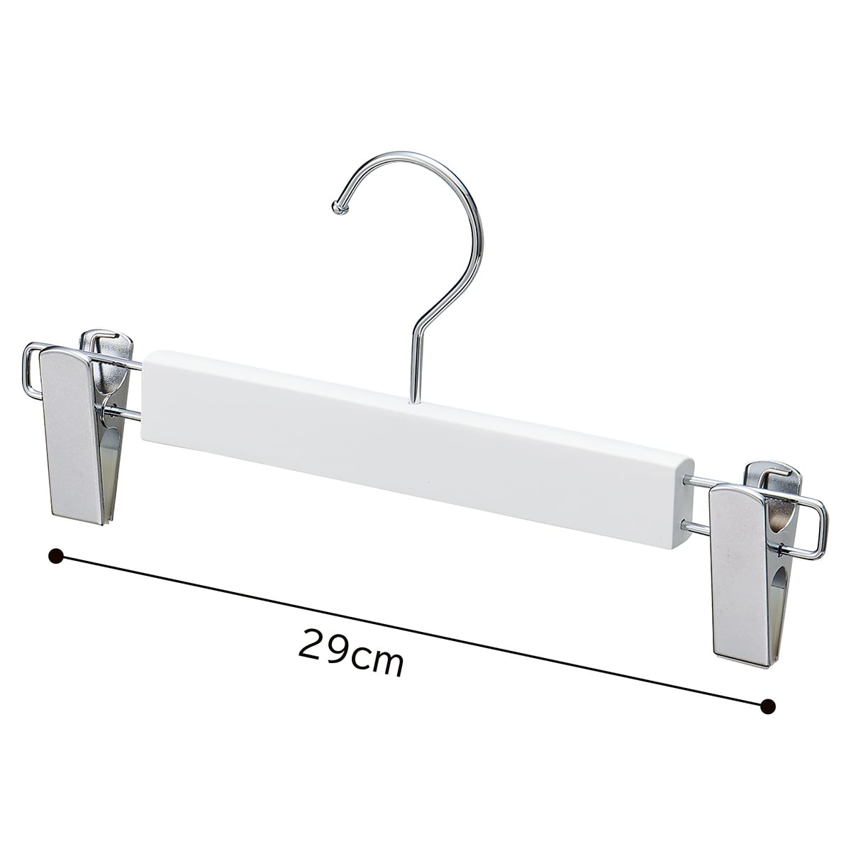 木製ボトムハンガー【10本】 ホワイト外型クリップ付き幅30cm