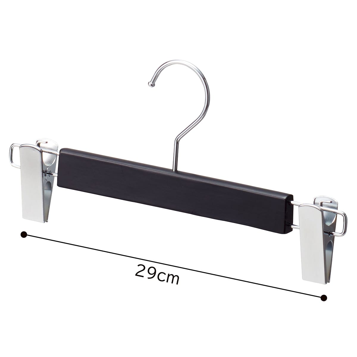 10本】木製ボトムハンガー 黒〔ストエキオリジナル〕 外型クリップ付き