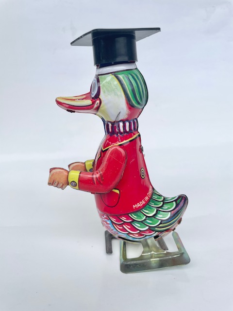 昭和レトロ お勉強バードブリキTOY ゼンマイおもちゃ WIND UP TOY 本