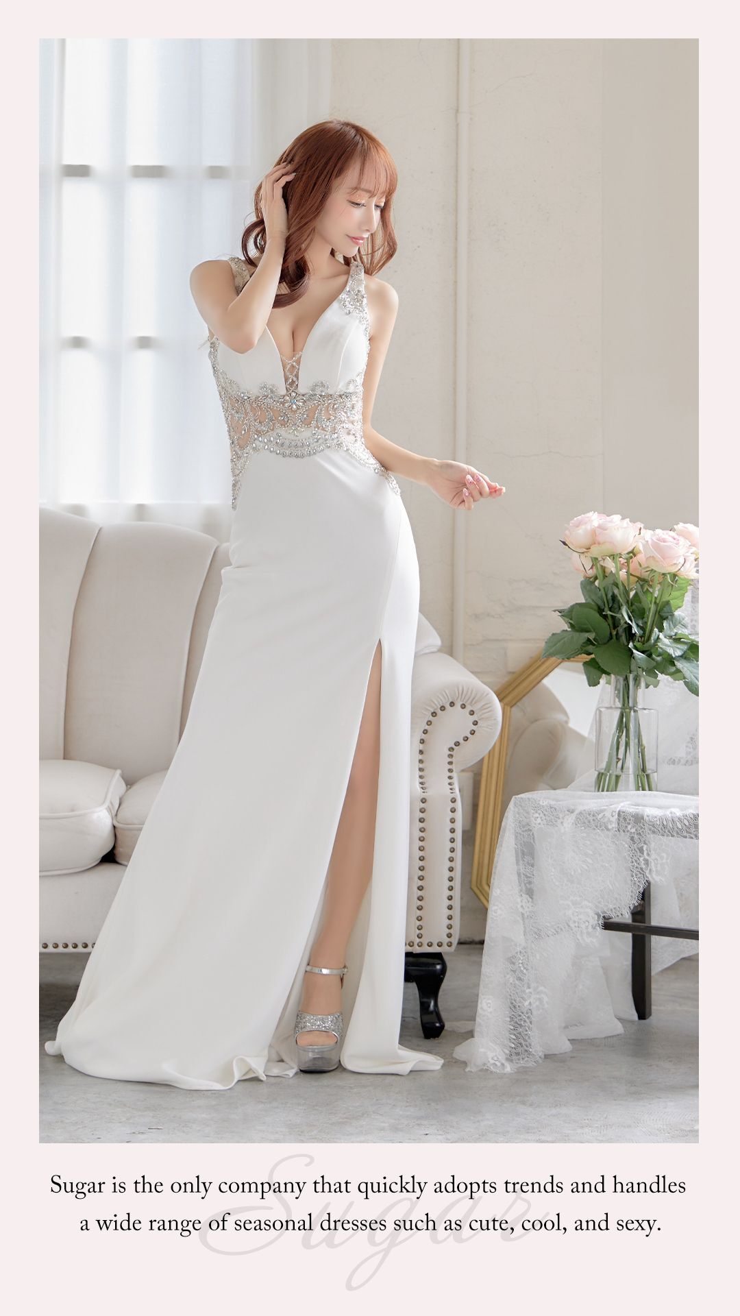 あーりん☆様専用 IRMA 赤 ビーズ刺繍 ロングドレス sugarオリジナル