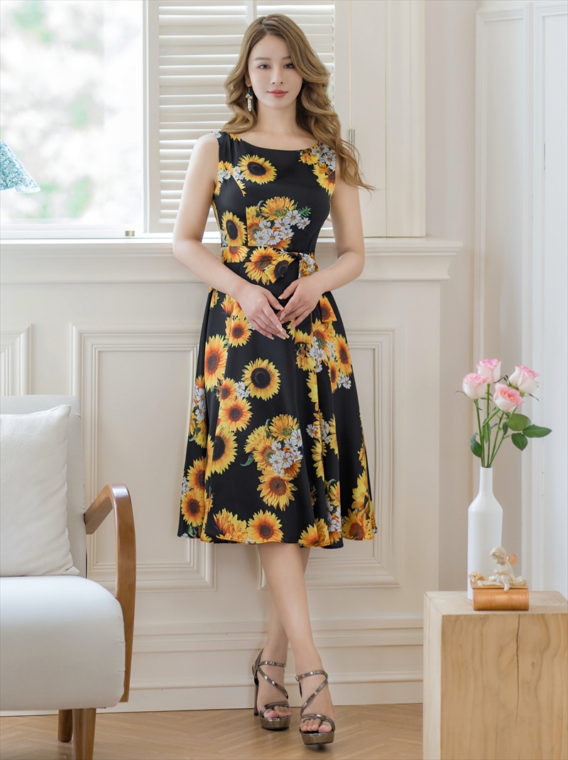 XS-Lサイズあり 【GINZA COUTURE/銀座クチュール】プリント/ ひまわり