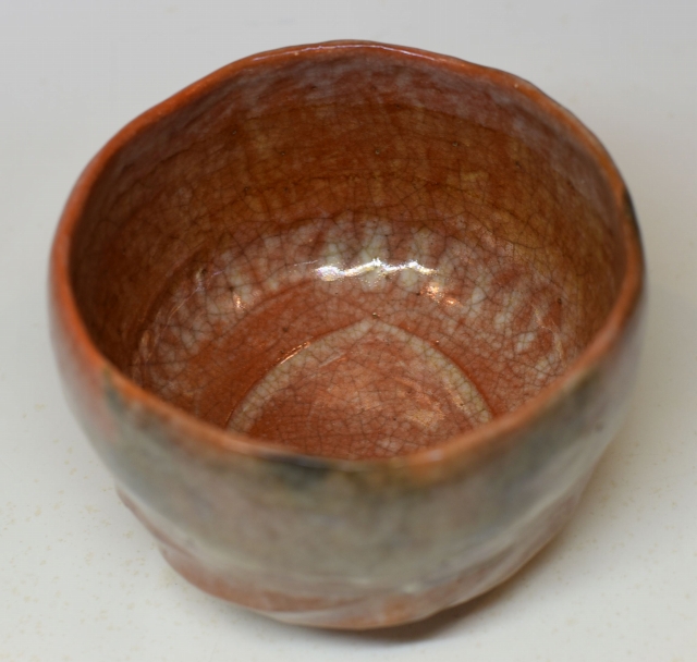 小川長楽造 赤楽 蓋置 共箱 美品(BB485) 小川長楽造 赤