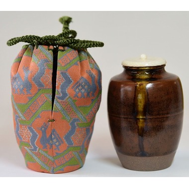 茶道具】高取焼肩衝茶入 喜恵造 仕服付 茶入176 高取焼 肩衝茶入 高取