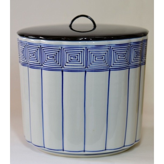 N634 水指 『京焼』『平安 手塚祥堂造』『染付山水文』 共箱