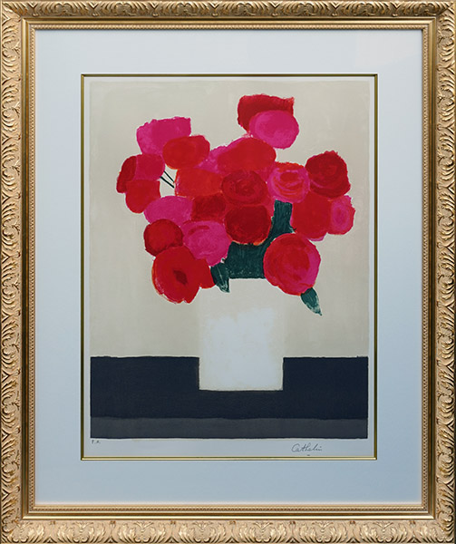 黒いテーブルの上の赤い花束 - アート・絵画の販売、買取なら銀座の