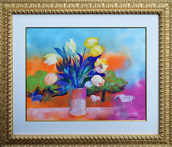 ポール・ギヤマンGUIRAMAND大判リトグラフ『セーヌ河畔とエッフェル塔』