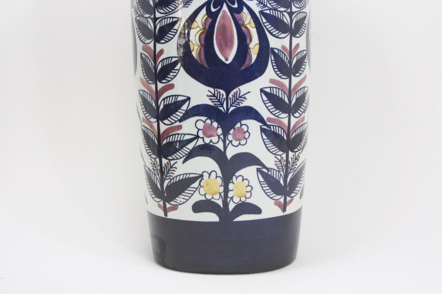 デンマーク製 ロイヤルコペンハーゲン青紫装飾 陶器花瓶デンマーク製