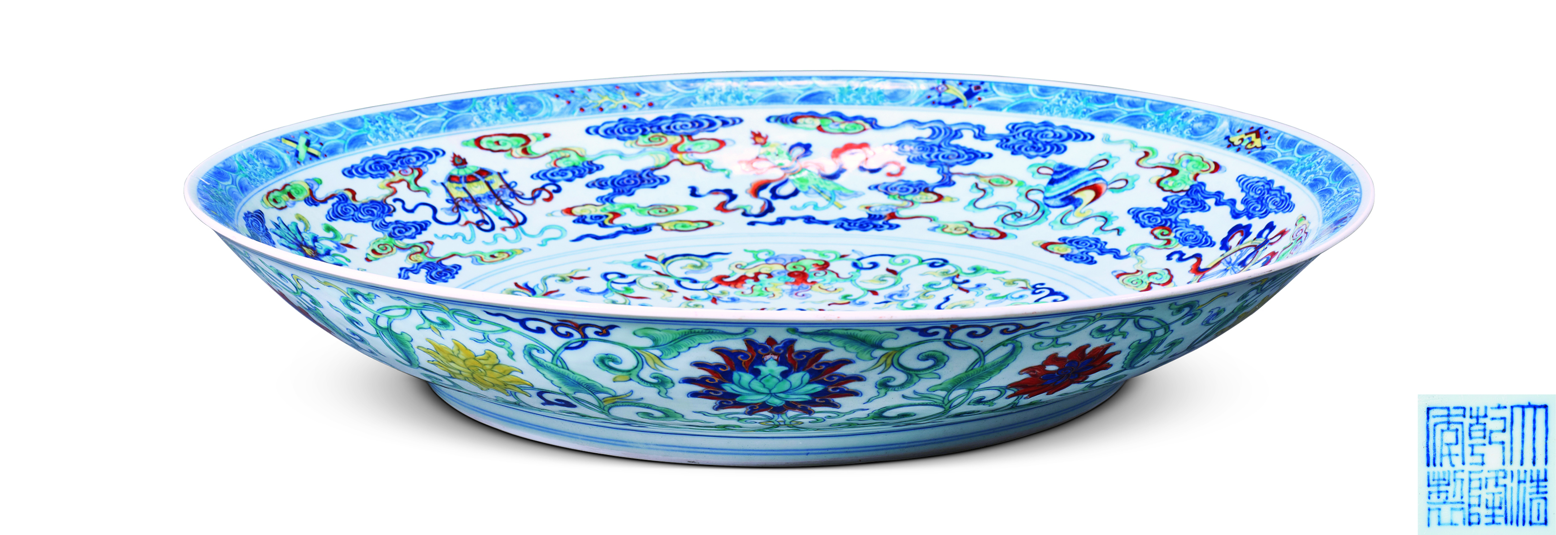 中国古美術✦大明成化紋 斗彩 双鳳呈祥図紋 観賞盤✦置物・文房具