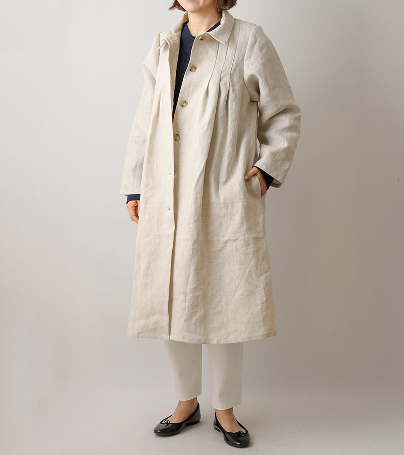 実物大型紙【No.642】肩タックの衿付きフレアーラインコート(SML・2L