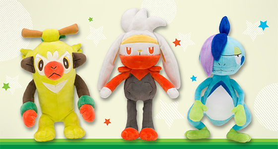 バチンキー・ラビフット・ジメレオンのぬいぐるみが、ポケモンセンター