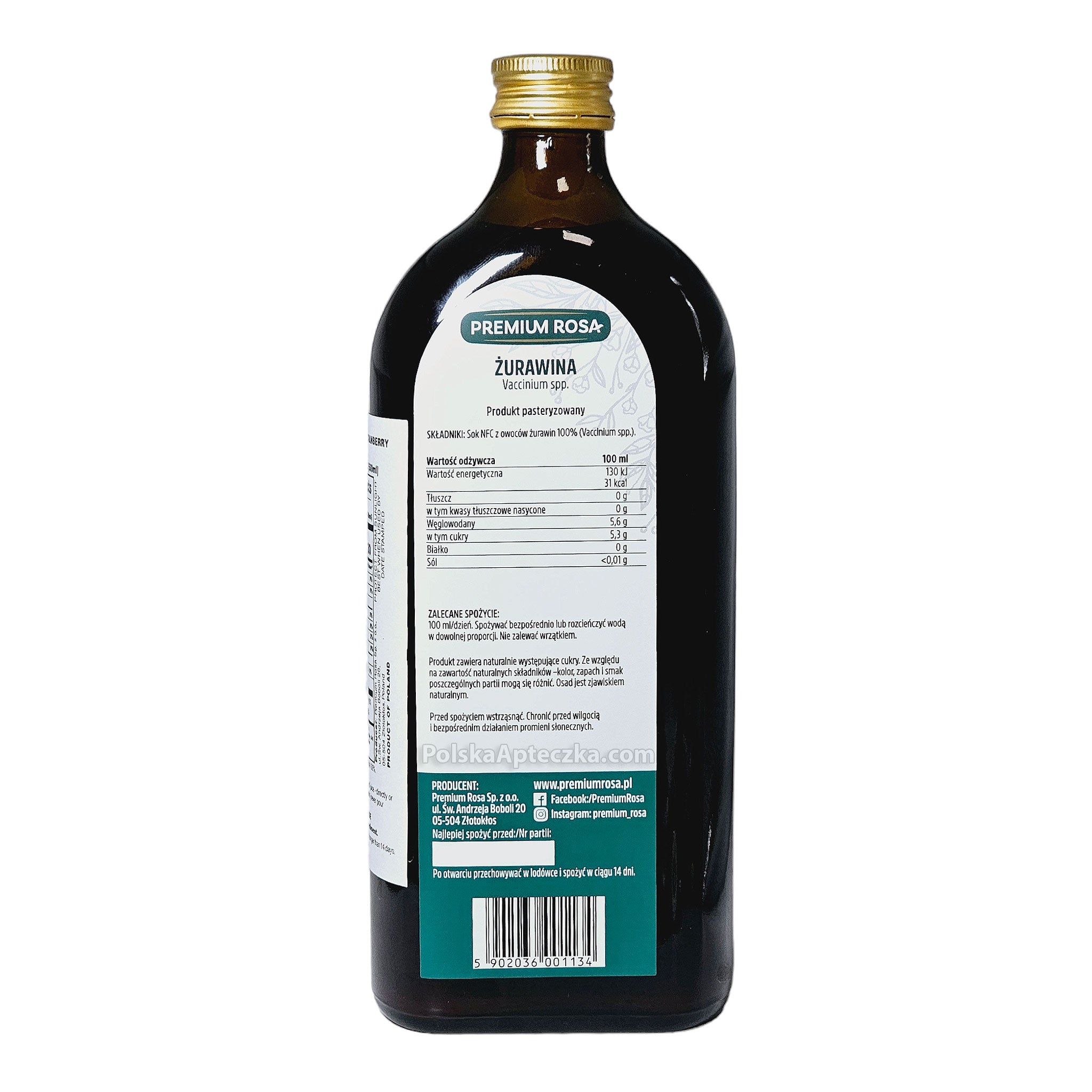 Żurawina Sok 100% 500ml | Cranberry Juice – Apteczka