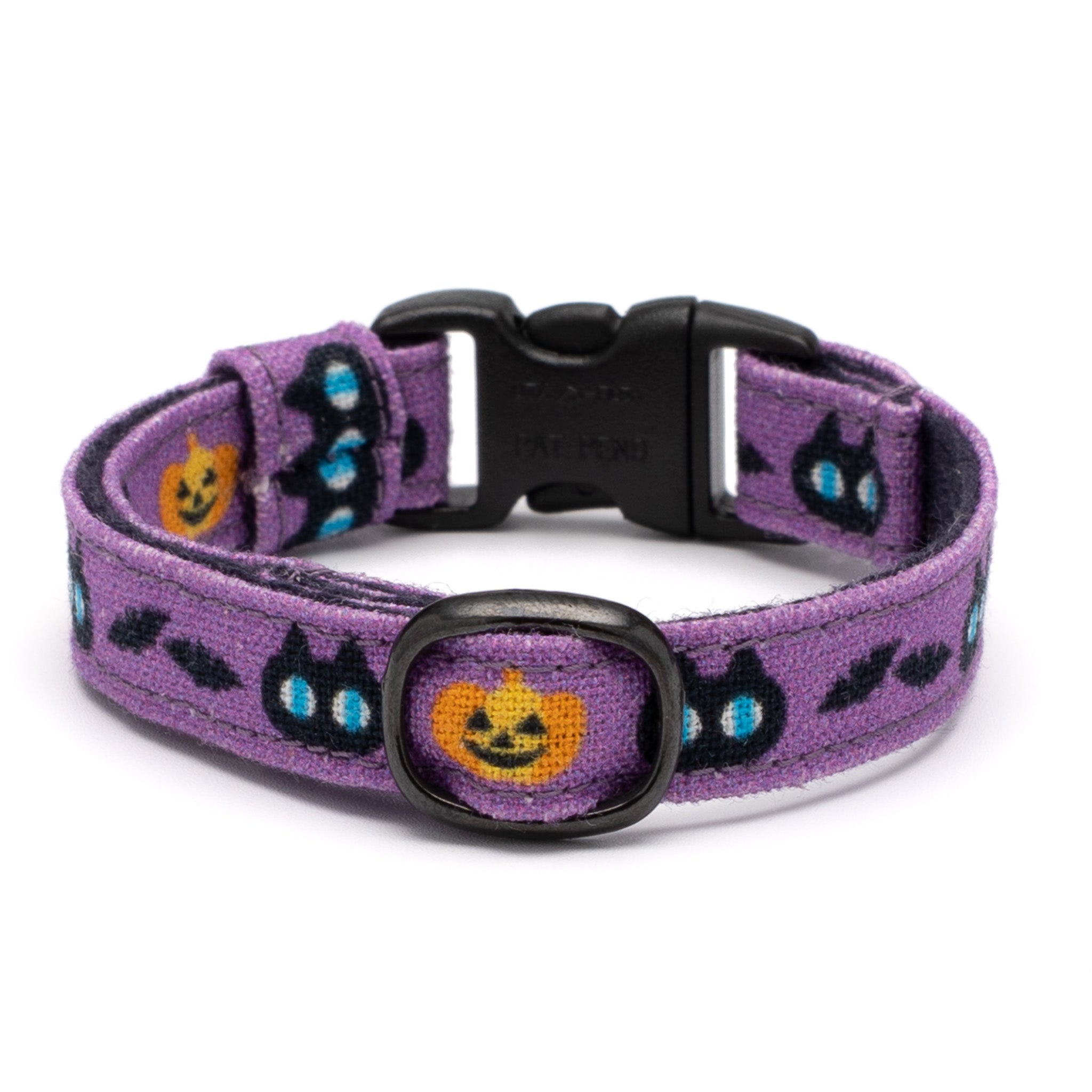 グラフィック猫首輪 黒猫のハロウィン パープル｜ぽぽねこ公式