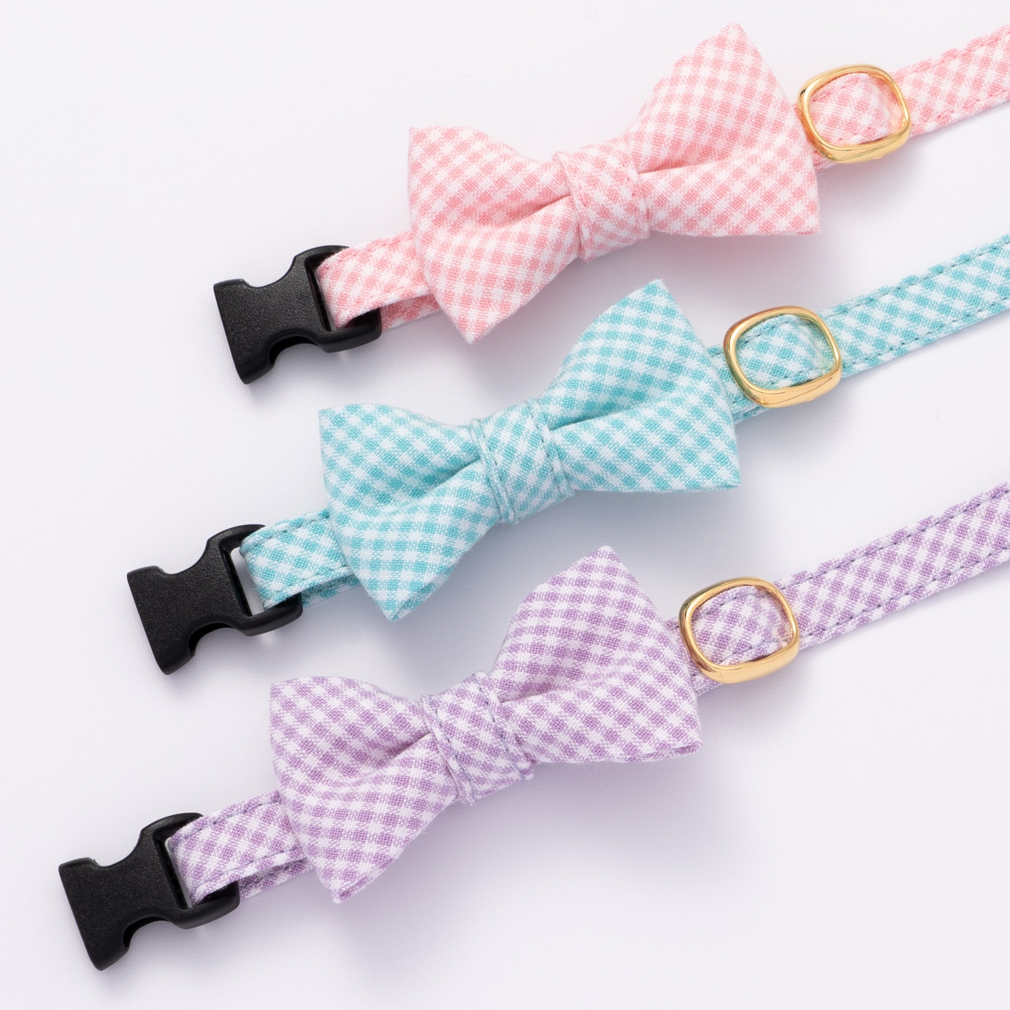 リボン付き猫首輪 ギンガムチェック ピンク｜ぽぽねこ公式オンライン