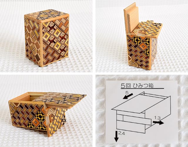 箱根寄木細工/秘密箱 2寸5回仕掛け/伝統工芸品 ｜木のおもちゃ ポプリの森