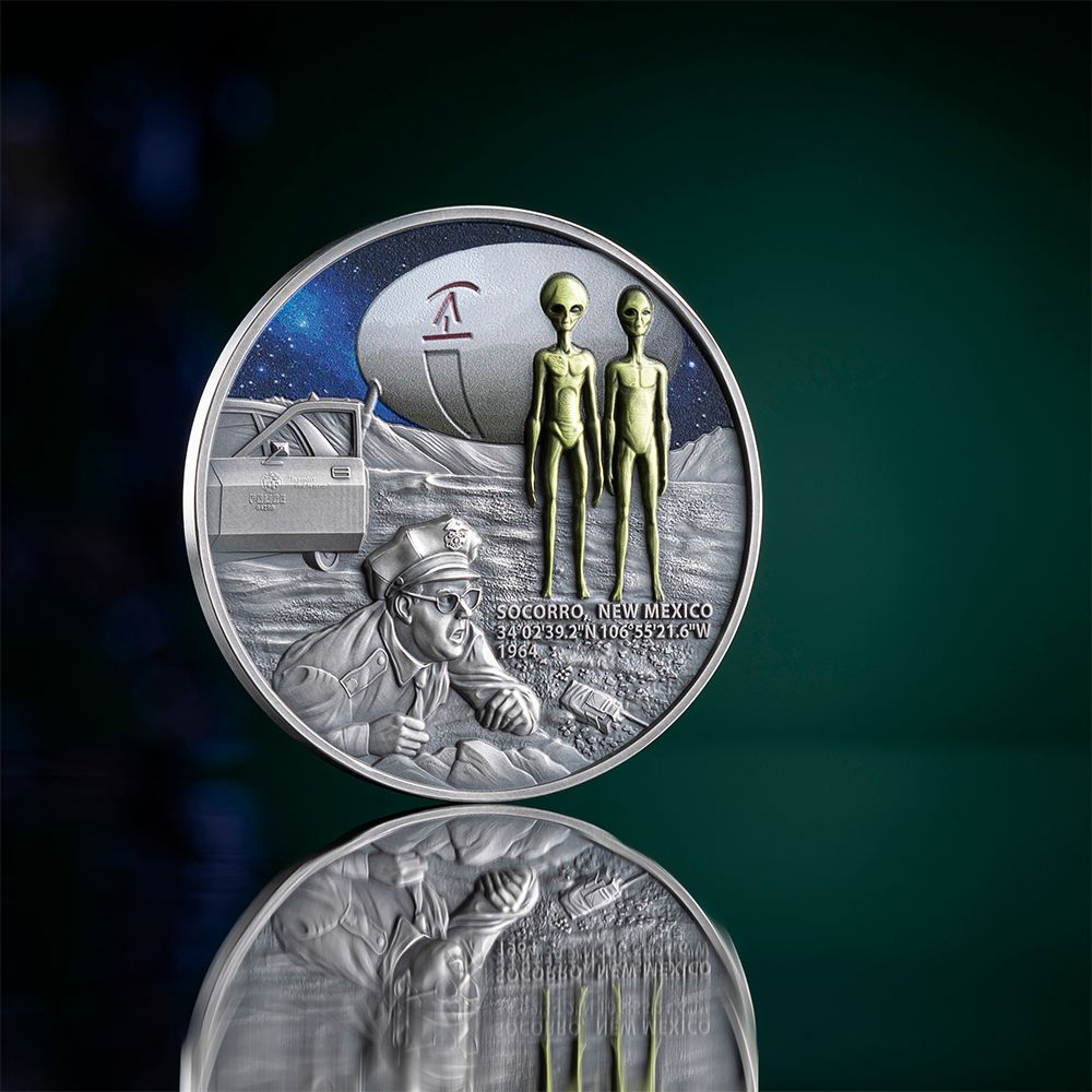 SOCORRO UFO INCIDENT Interstellar Phenomena 2 Oz Silver Coin 2000