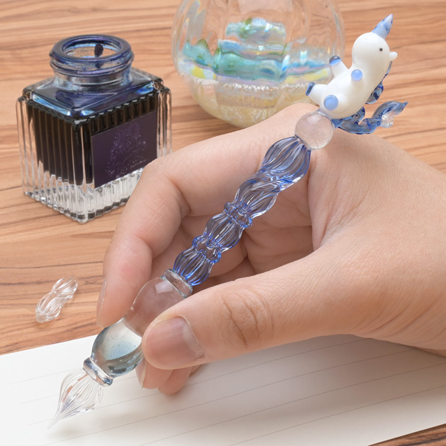 paraglass パラグラス ガラスペン animal glass pen ユニコーン ブルー