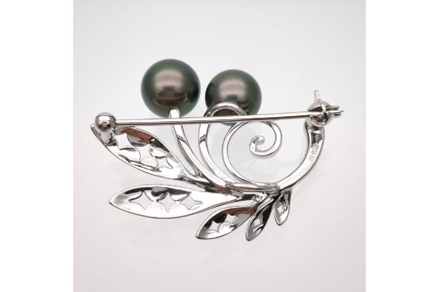 K18 silver ショップ アコヤパール ブローチ 珠約8.5mm アコヤ真珠