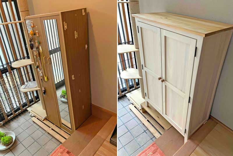 フレンチカントリーシューズボックス｜下駄箱｜木製取手｜MW色