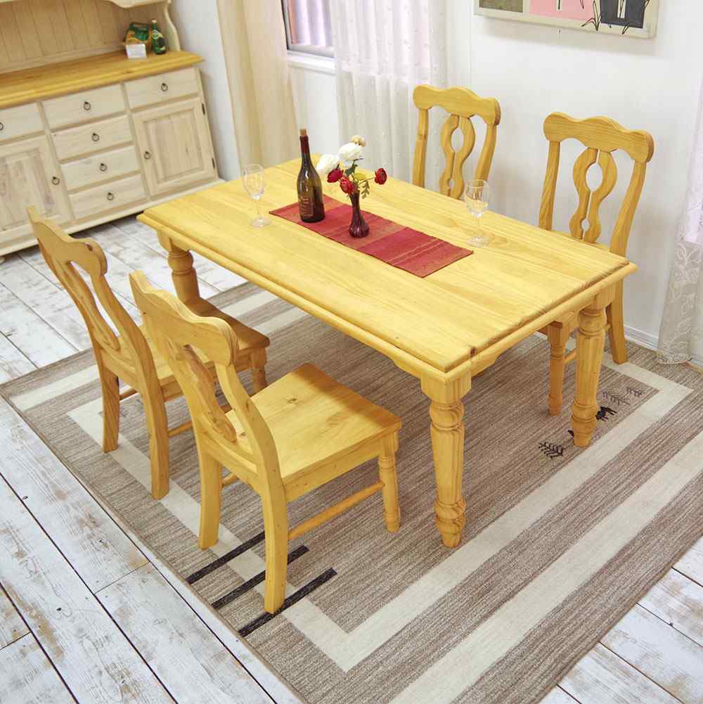 幅160cmカントリーダイニングテーブル4人掛セット｜パイン材チェア