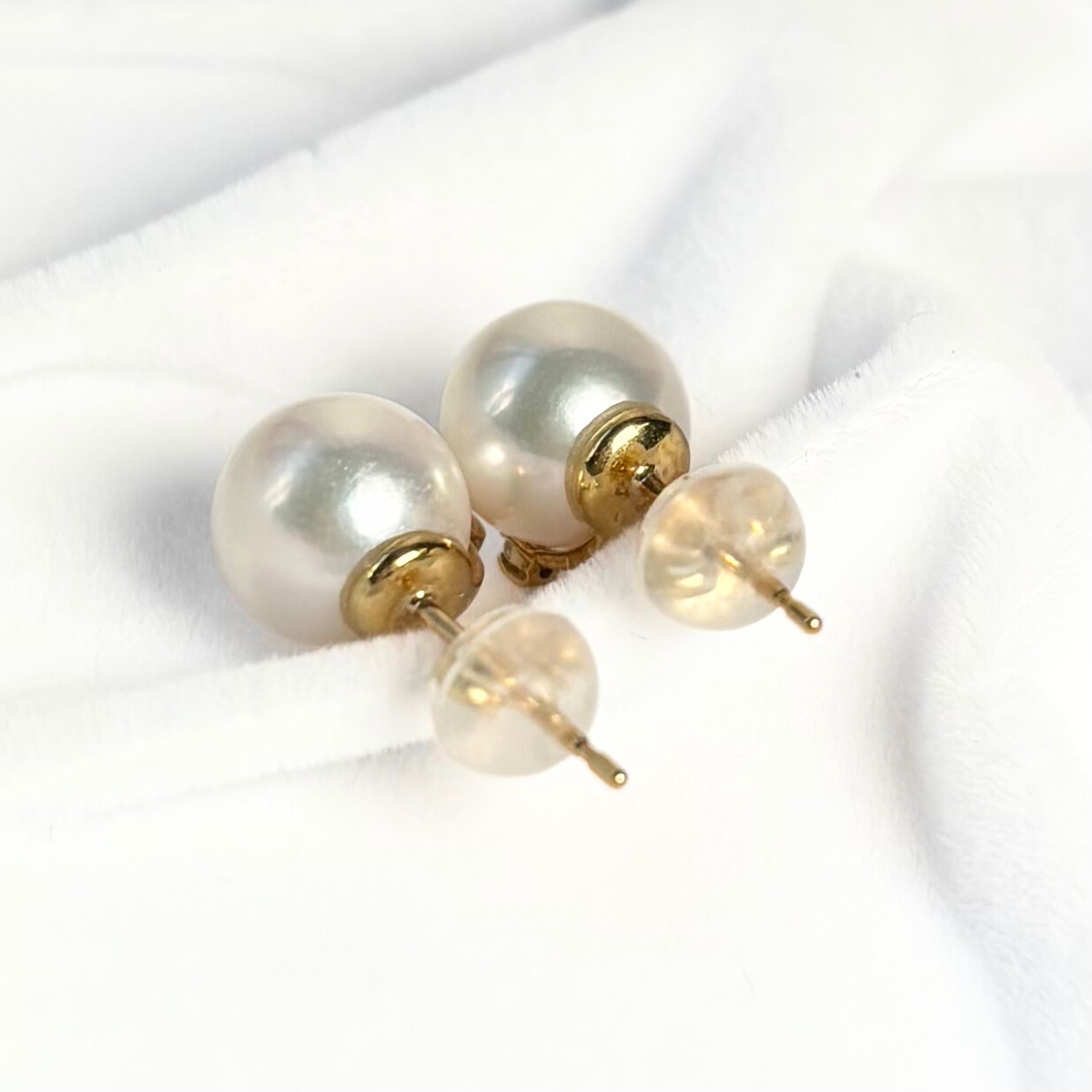 アコヤ真珠 パールピアス 8mm ホワイト ラウンド ダイヤモンド 0.02ct