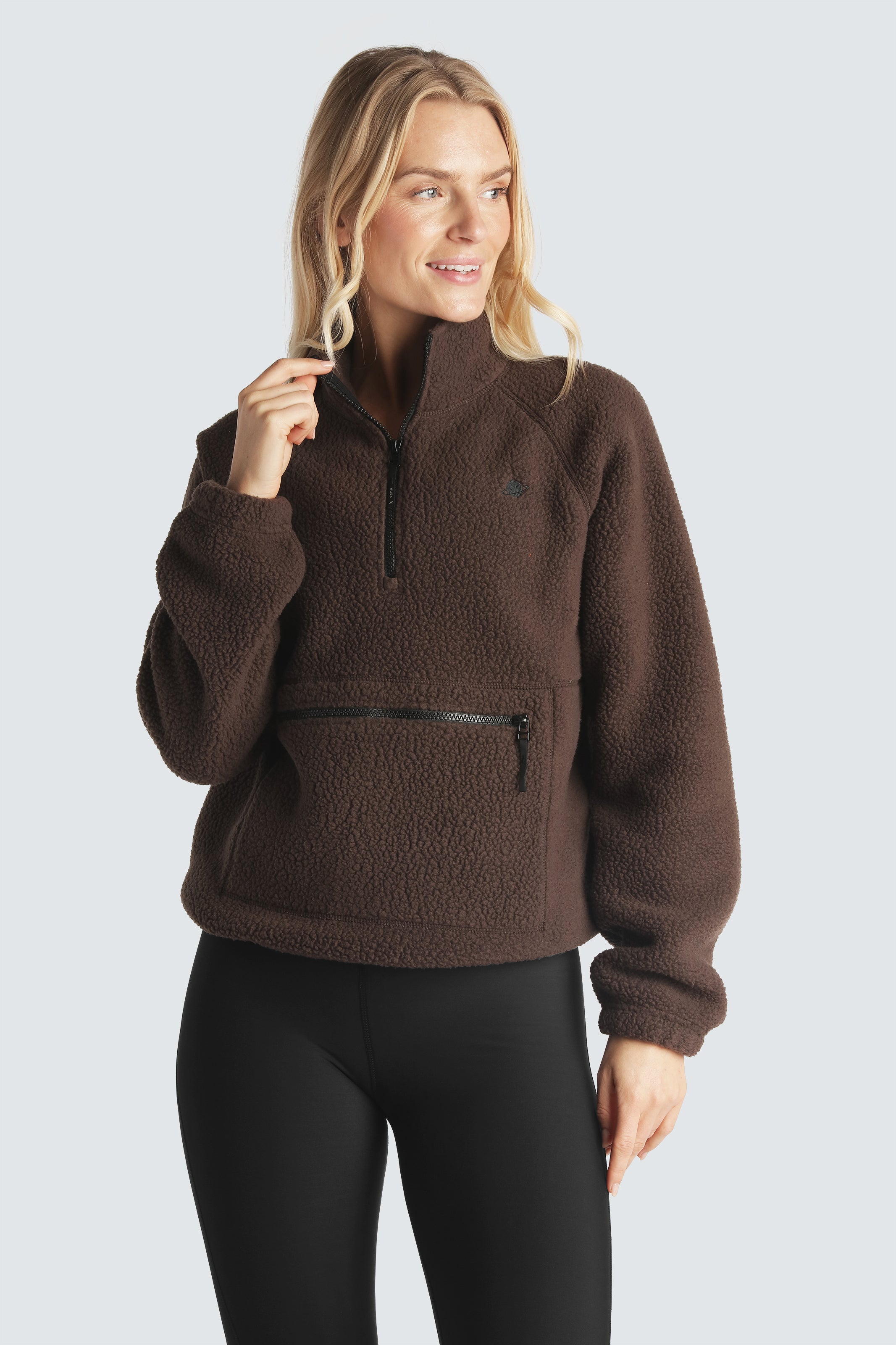 Women's Shelter1 Teddy Half Zip - Chocolate Brown – Planet Nusa