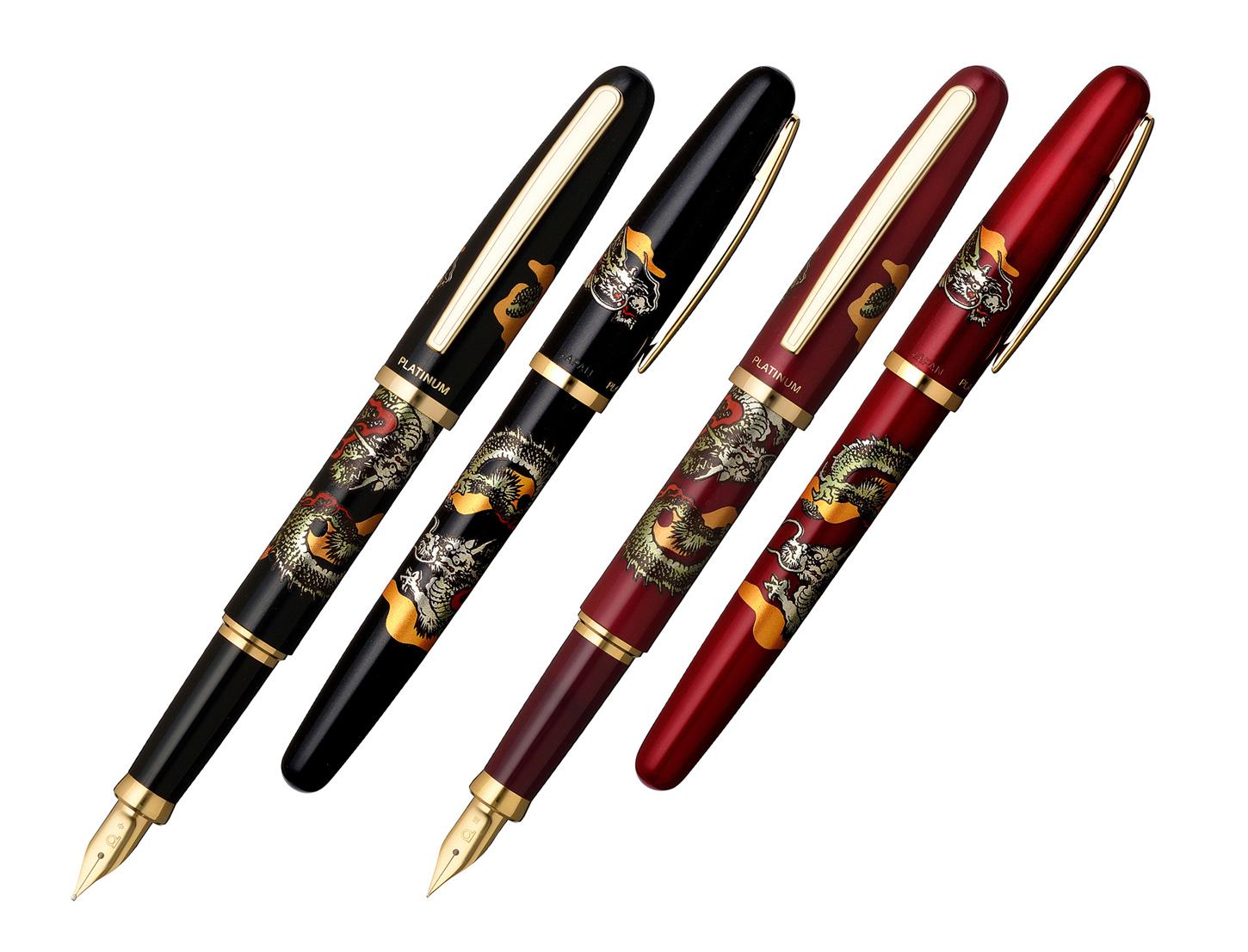 吉兆図の龍を近代蒔絵で軸に装飾した 「双龍」万年筆を発売