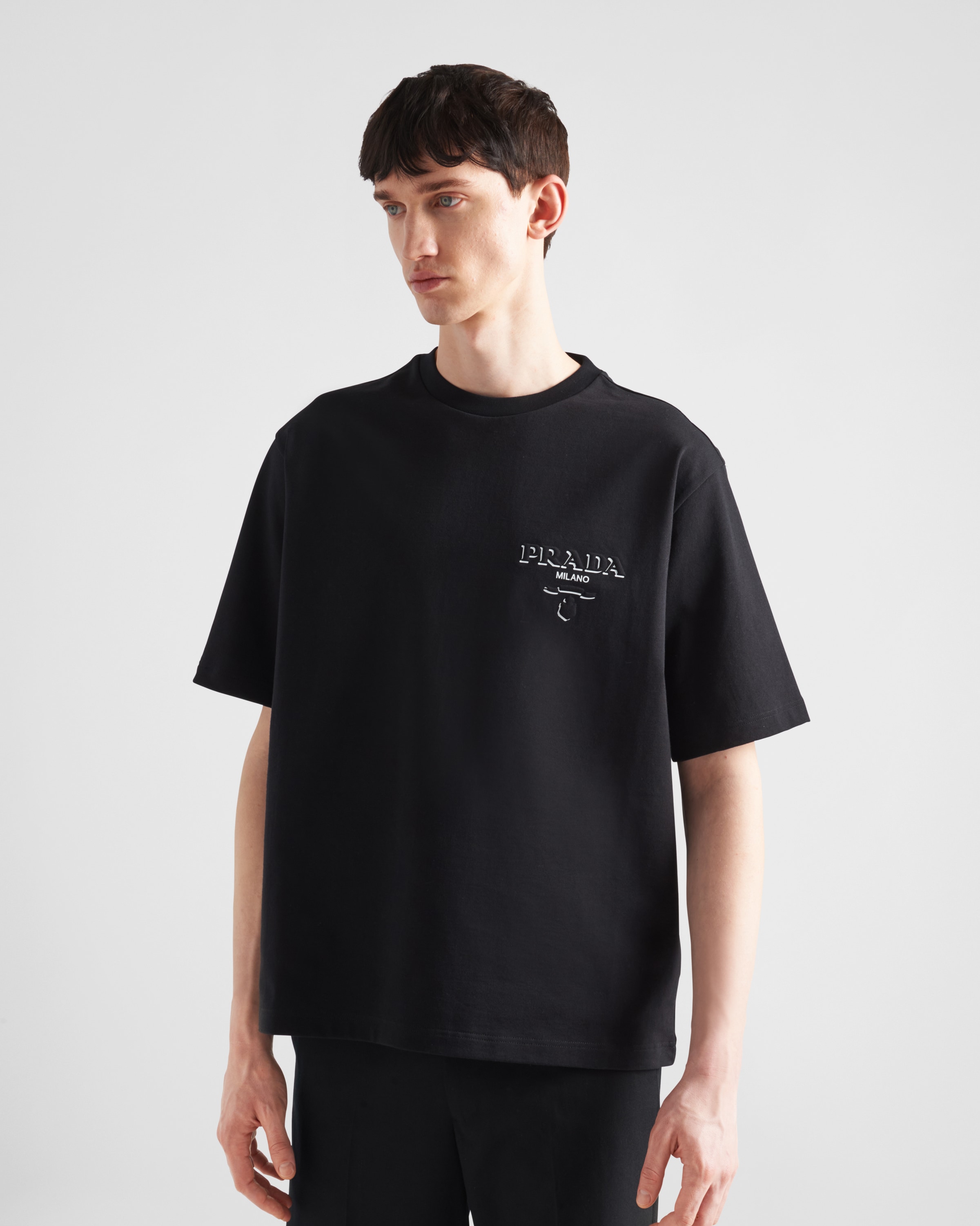 ブラック コットン Tシャツ | PRADA