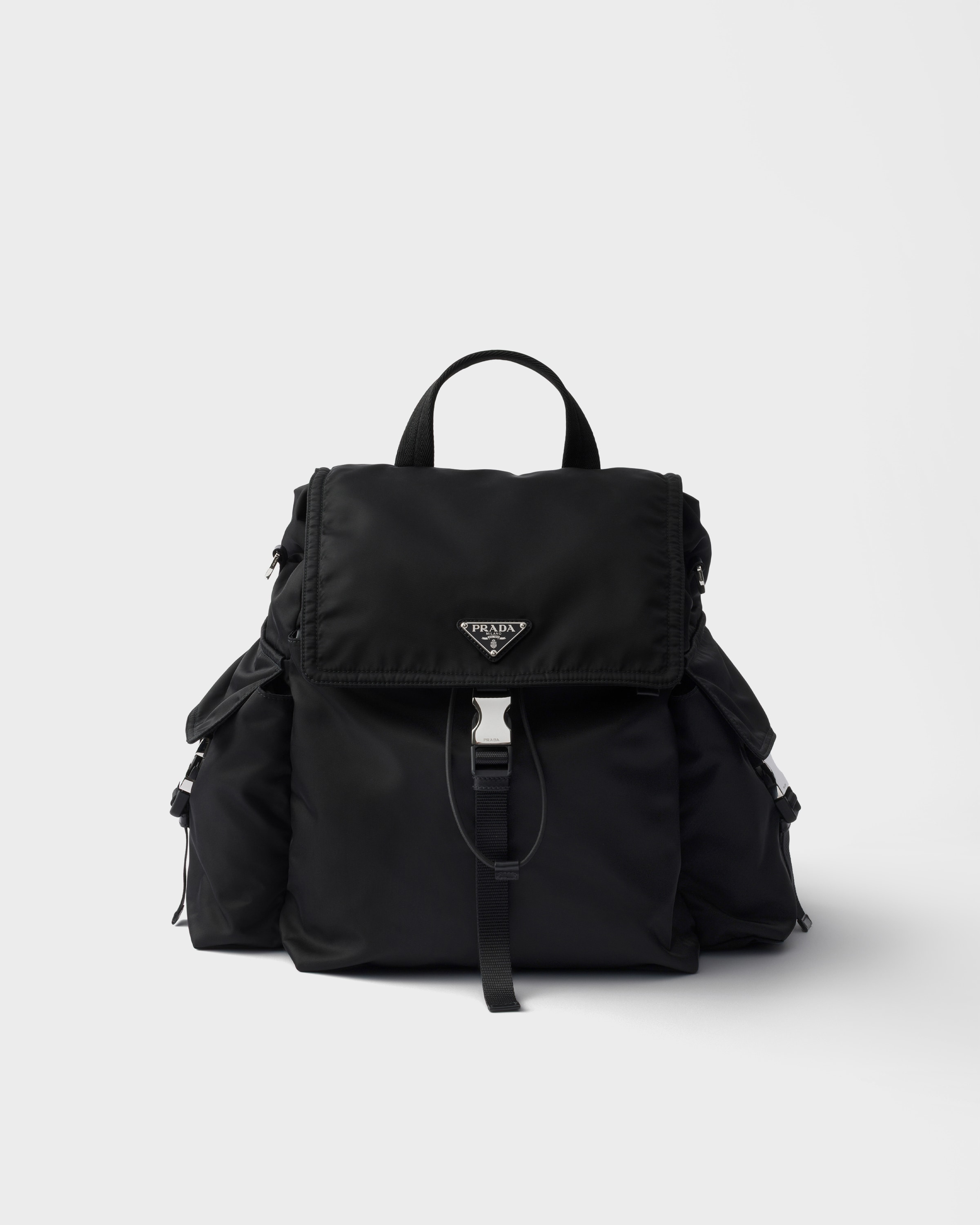 Black Prada Explore Re-nylon And Leather Backpack | PRADA