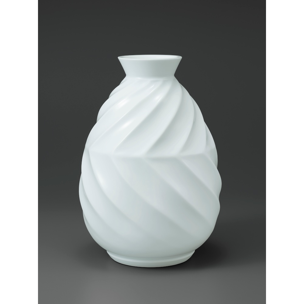 人間国宝 井上萬二 白磁花形花器 共箱 鉢 人間国宝 井上萬二 人間国宝