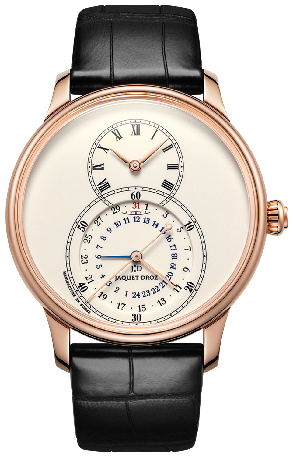 j016033200 Jaquet Droz Grande Seconde Dual Time 43mm Mens Watch