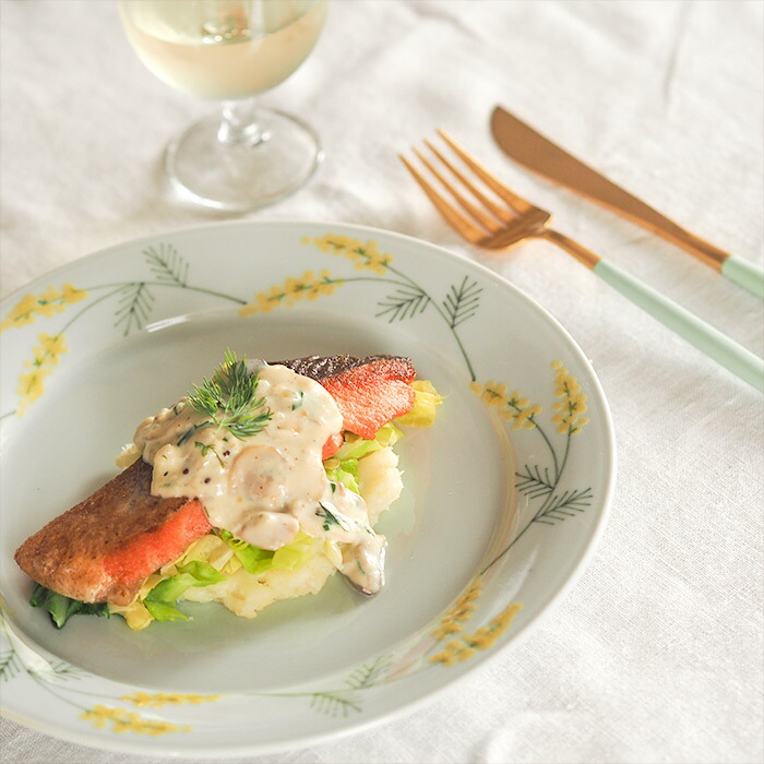 徳永遊心窯 色絵ミモザ 7寸皿 | 食器と料理道具の専門店「プロキッチン」