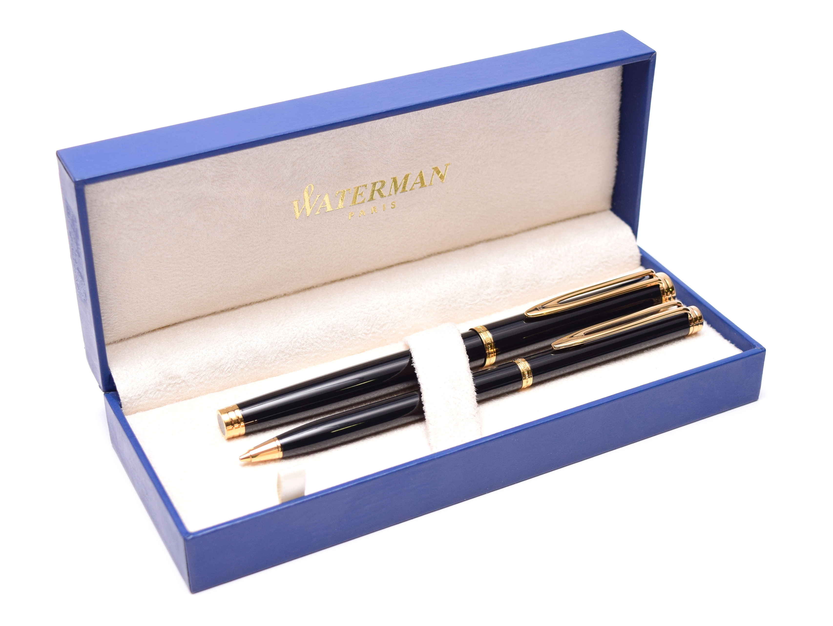 1990s WATERMAN Ideal Gentleman Black Lacquer & Gold 18K F Flex Nib