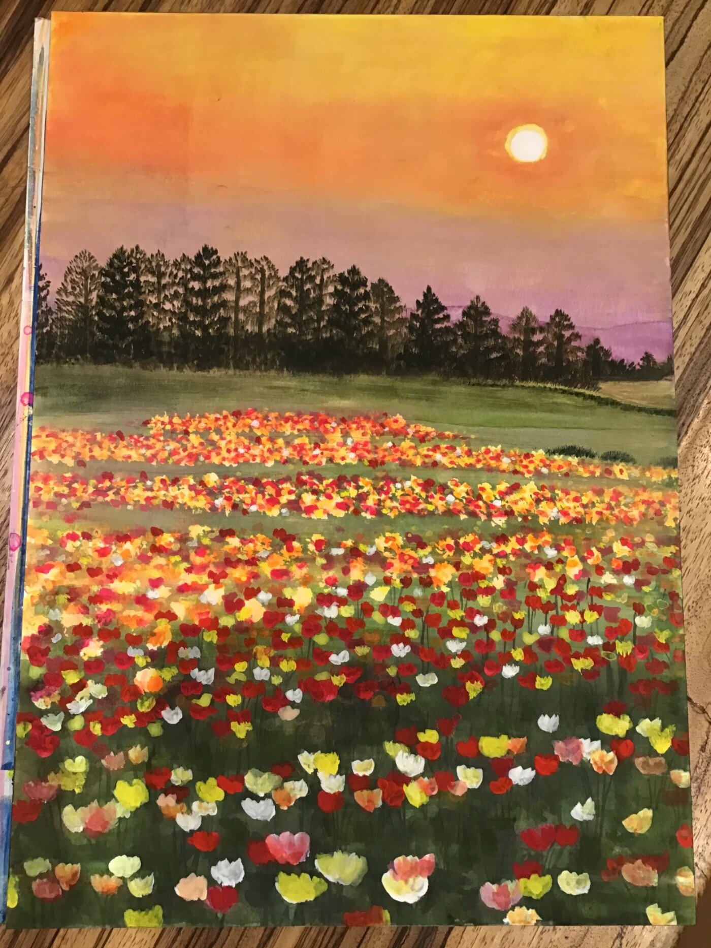 岩絵の具で描いた日本画 薔薇 岩絵の具で描いた日本画 薔薇