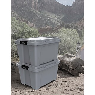 Hefty MAX Pro 72 Quart Storage Tote Gray, 6/Pack (7170HFTCOM52252