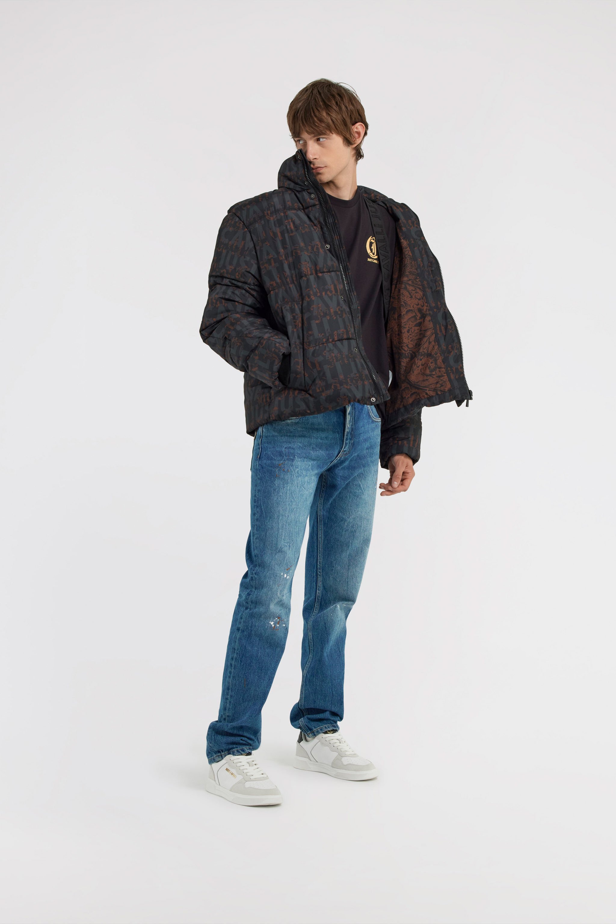 Just Cavalli Down Jacket in Black for Men | Roberto Cavalli®